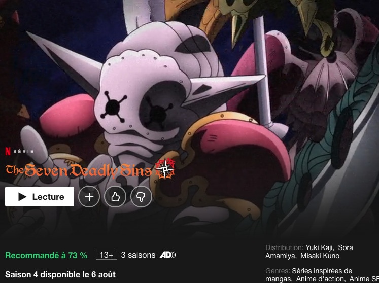 capture decran 2020 07 11 a 21 45 25 - The Seven Deadly Sins : la saison 4 (Wrath of the Gods) est disponible sur Netflix