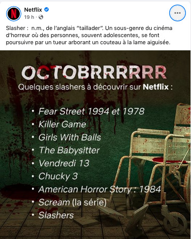 Capture decran 2021 10 24 a 15.39.46 - 10 slashers à voir sur Netflix pour Halloween [Sélection films et séries d'horreur]