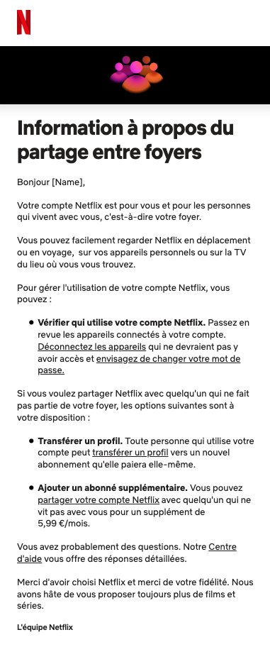 partage compte - Tout savoir sur la fin du partage de compte Netflix : Transfert de profil, prix d'un abonné supplémentaire, résidence secondaire