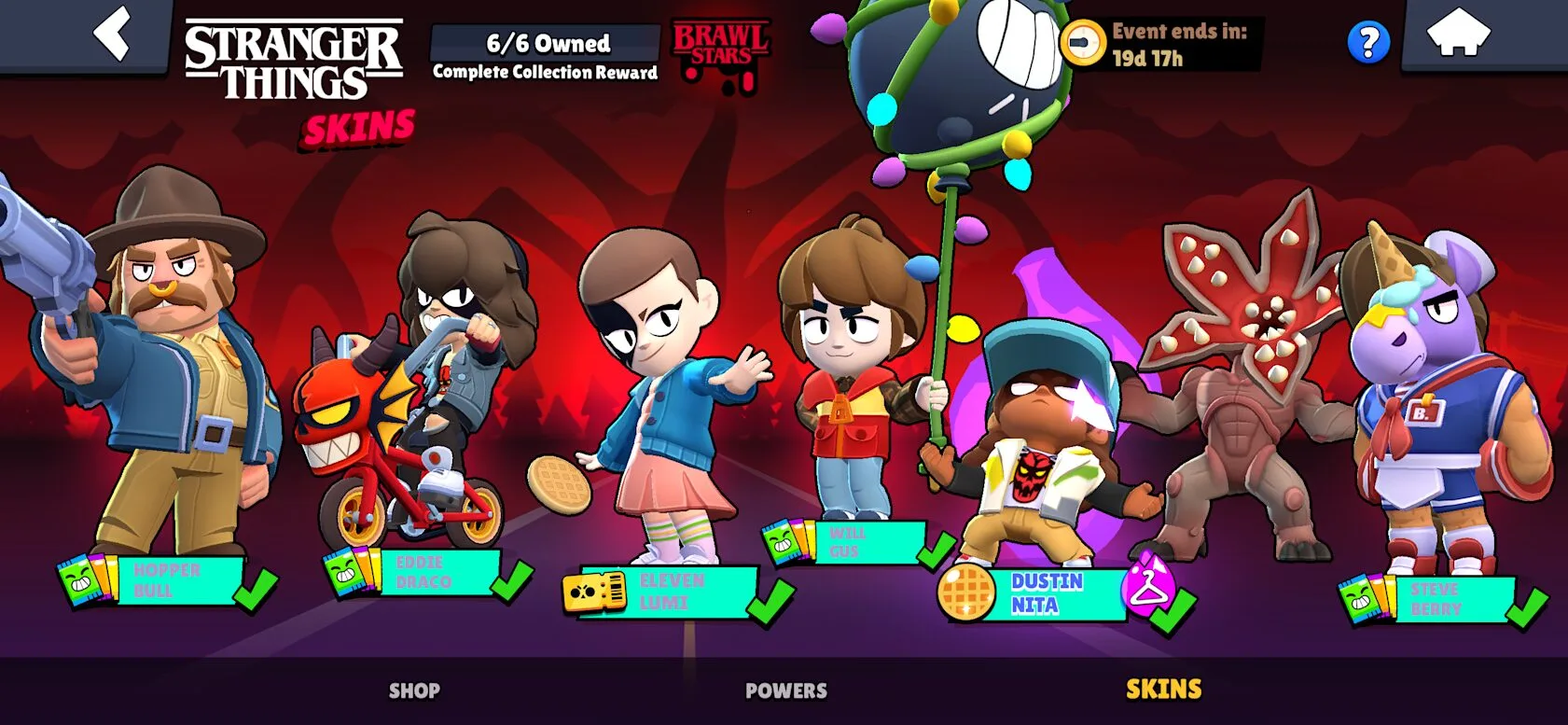Stranger Things x Brawl Stars : l’événement qui retourne Hawkins et Starr Park Brawl Stars Event Skin Hub screenshot 1 - Stranger Things x Brawl Stars : l’événement qui retourne Hawkins et Starr Park