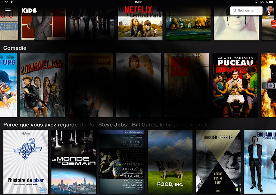 Présentation de l’application Netflix sur iPad