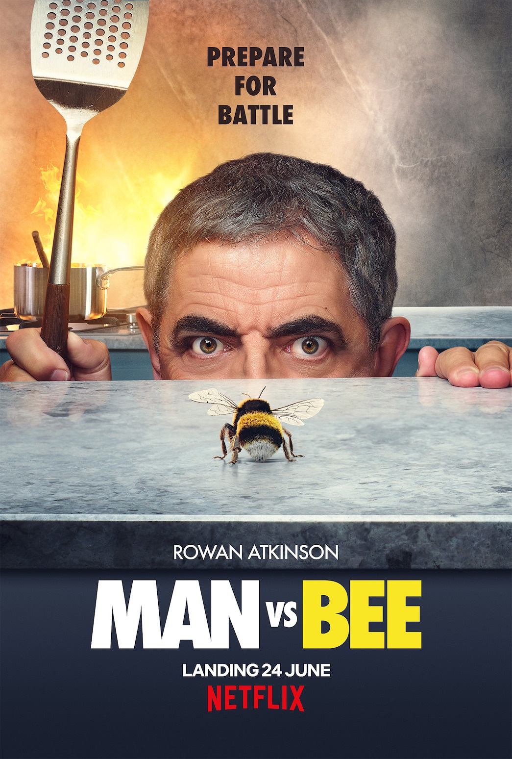 affiche seul face a labeille - Seul face à l'abeille : Rowan Atkinson (alias Mister Bean) à l'affiche d'une nouvelle série comique en juin sur Netflix (+ avis)
